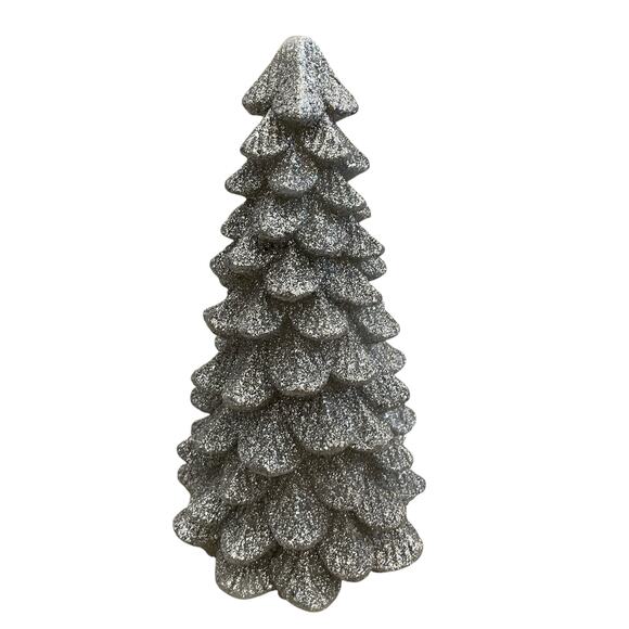 34TH & PINE Silver Glitter LED Christmas Tree Candle  Light Up Holiday Decor NEW - Picture 1 of 10